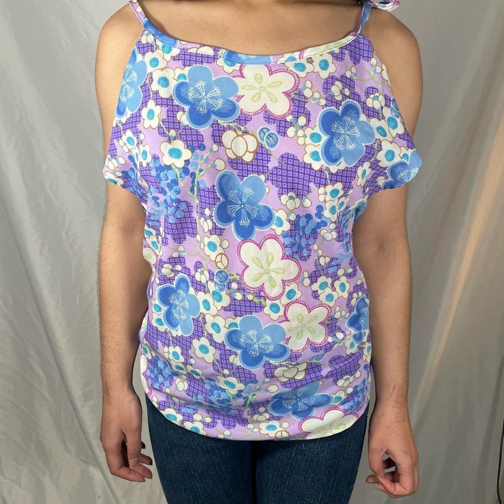Purple Mod Floral Gtaphic Cami Tank with adjustable straps Reference